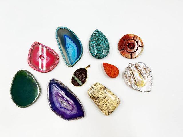 Lot De 30 Perles En Pierres Semi-Précieuses à Gros Trou - Forme Boulier - Opale, Améthyste, Quartz Rose...